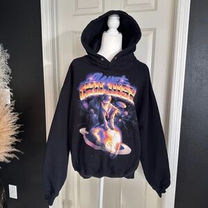 Childish Planet Hoodie Oversize Black Graphic Print UFO size Large